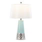 Penelope 22" Contemporary Ceramic Table Lamp with Tiffany Blue & Silver Body