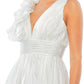 Ieena For Mac Duggal - Ruffle Shoulder Empire Waist Deep V-neck Dress