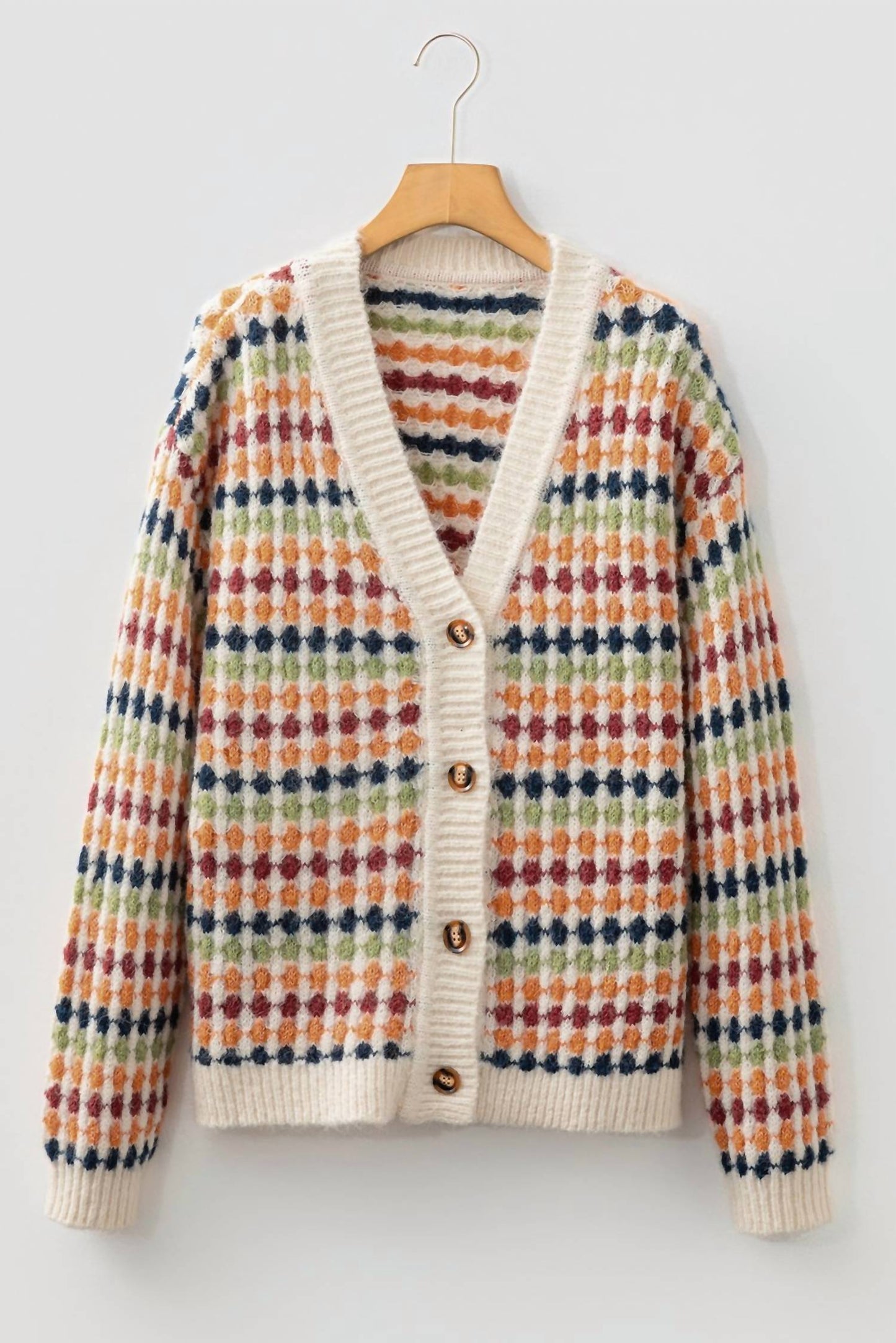 1 The Woman - Dotty Pattern V Neck Sweater Cardigan