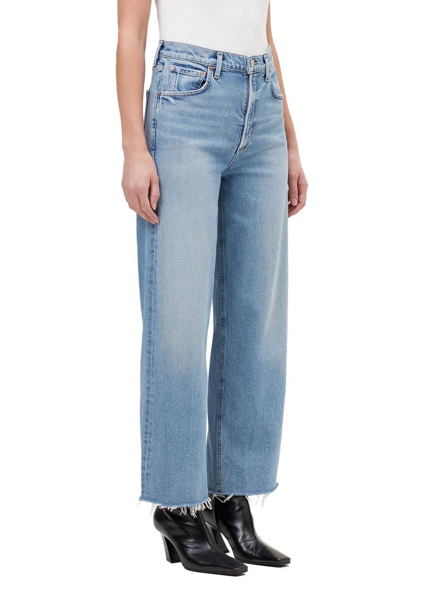 Agolde - Women's Ren Wide Leg Cut Hem Jeans