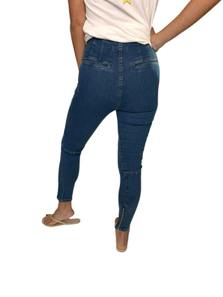 Free People - Calça Jeans Skinny Bella Moto de Cintura Alta Feminina