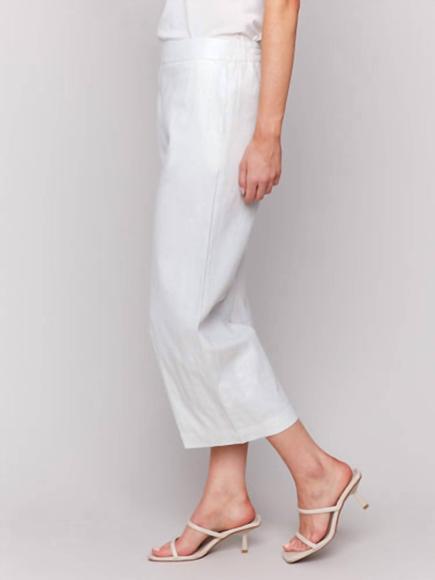 Charlie B - Foil Linen Blend Cropped Pull-on Pants