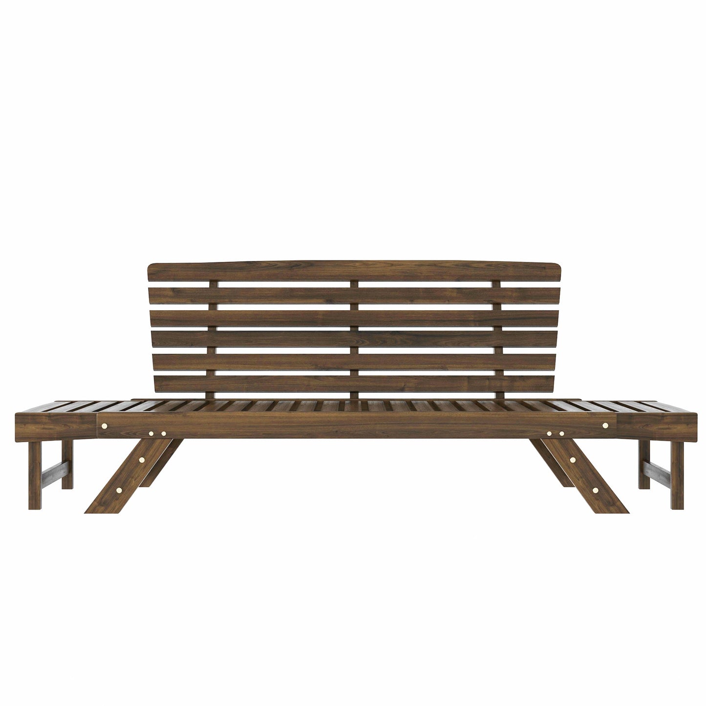TOPMAX Outdoor Adjustable Patio Wooden Daybed Sofa Chaise Lounge with Cushions