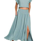 Trendsi - Zenana Heavy Woven Span Crop Tee & Skirt Set
