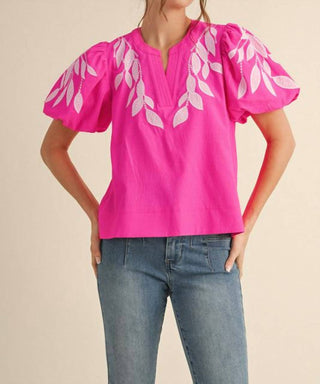 Jodifl - Gwen Embroidered Puff Sleeve Top