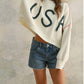 Miou Muse - Usa Rope Letter Sweater