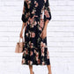 Diva Usa - Floral Midi Dress With Belt And Side Pockets