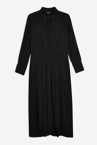 Topshop - Vestido midi casual de manga comprida com botões e pregas