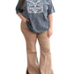 Risen - High Rise Side Slit Flare Jeans Plus Size