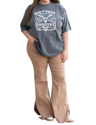 Risen - Calça Jeans Flare com Fenda Lateral e Cintura Alta Plus Size