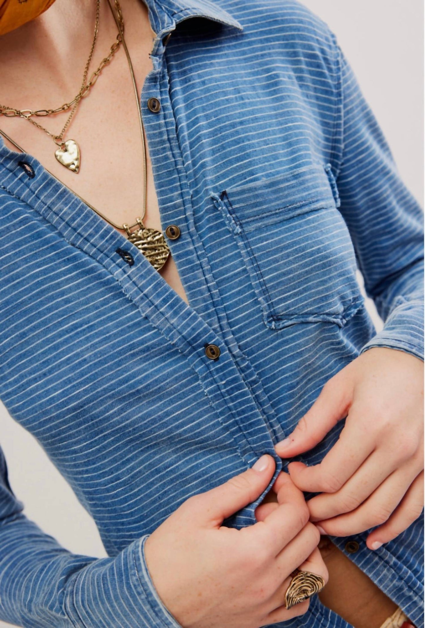 Free People - Long Sleeve Fitted Button Down Shirt