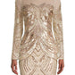 Aidan Mattox - Illusion Crew Neck Bodycon Embellished Mesh Dress