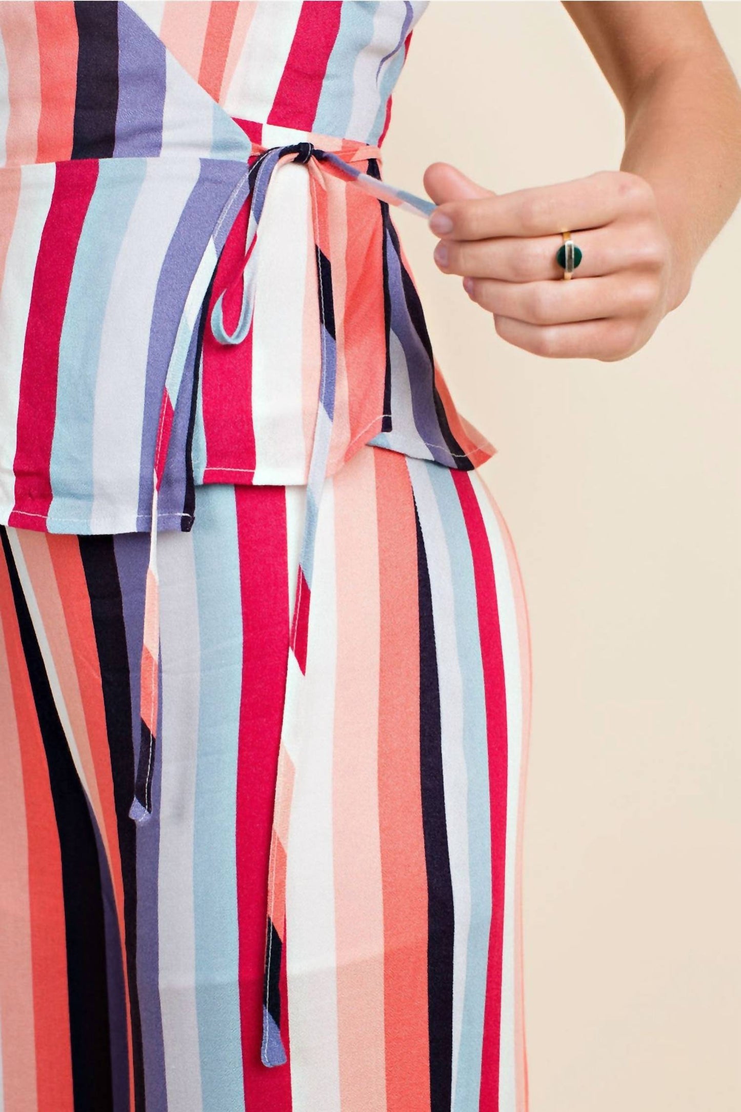 Honey Punch - Luna Striped Wrap Top