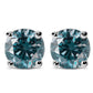 14K White Gold 1/2 Cttw Round Brilliant Cut Lab Grown Blue Diamond 4-Prong Classic Solitaire Stud Earrings (Blue Color, VVS2-VS1 Clarity)