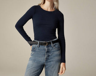 J.Crew - Camiseta de gola redonda de manga comprida com ajuste perfeito