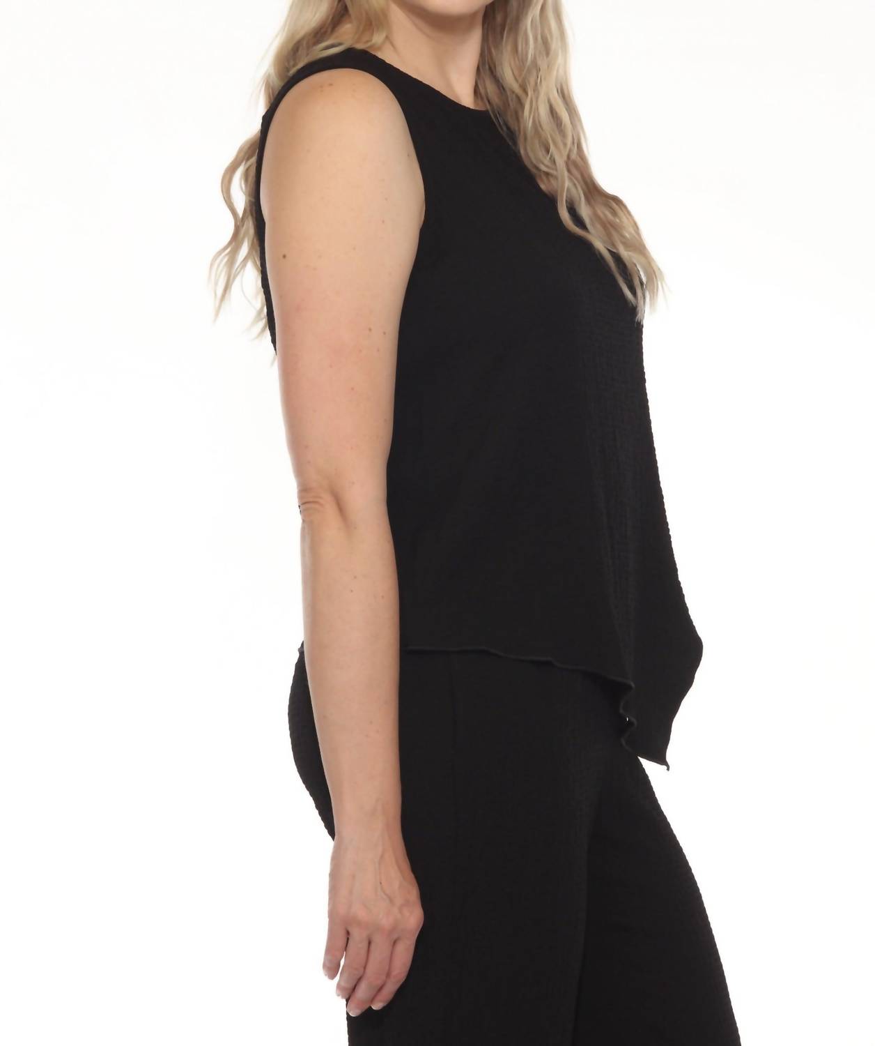 Joseph Ribkoff - Boat Neck Sleeveless Asymmetric Top