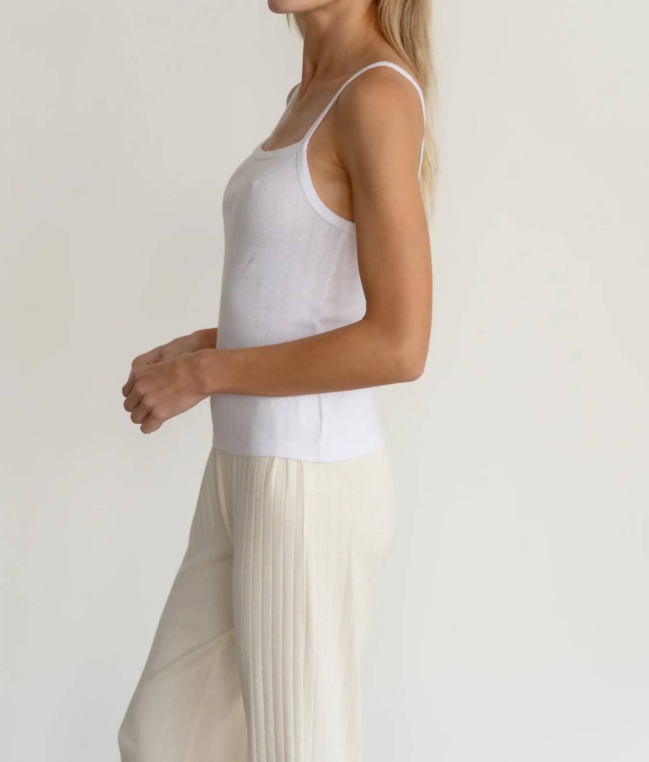 Donni. - Pointelle Square Neck Tank Top