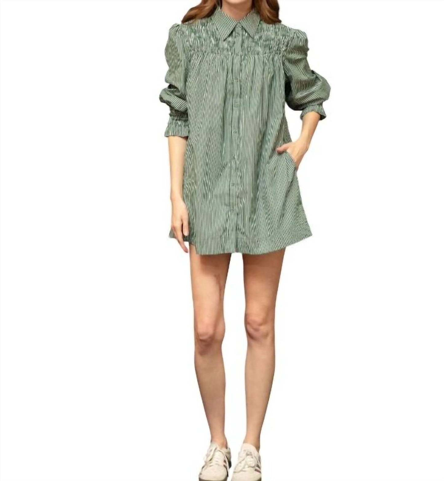 Aureum - Anne Striped Mini Shirt Dress