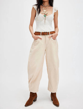 Free People - Calça Jeans Cord Barrel Good Luck