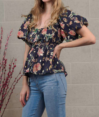 Coletivo Rack - Blusa Floral Bufante com Botões