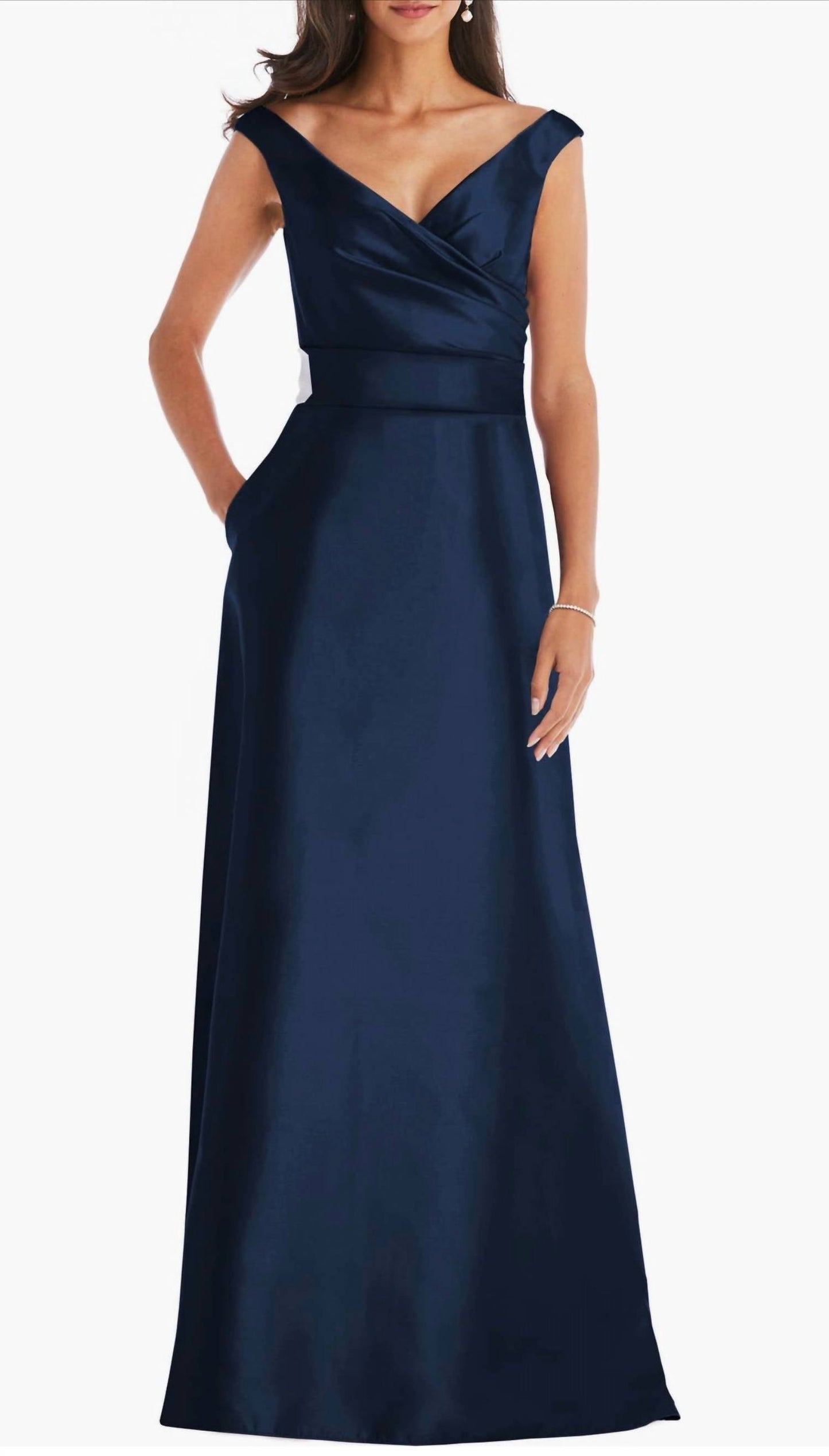 Alfred Sung - Off The Shoulder Satin Gown