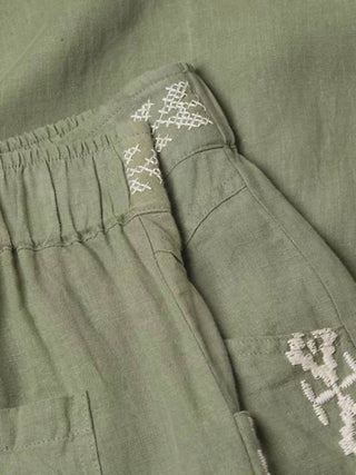 Johnny Was - CALÇA CATIA COM PLISSA DE PERNA LARGA