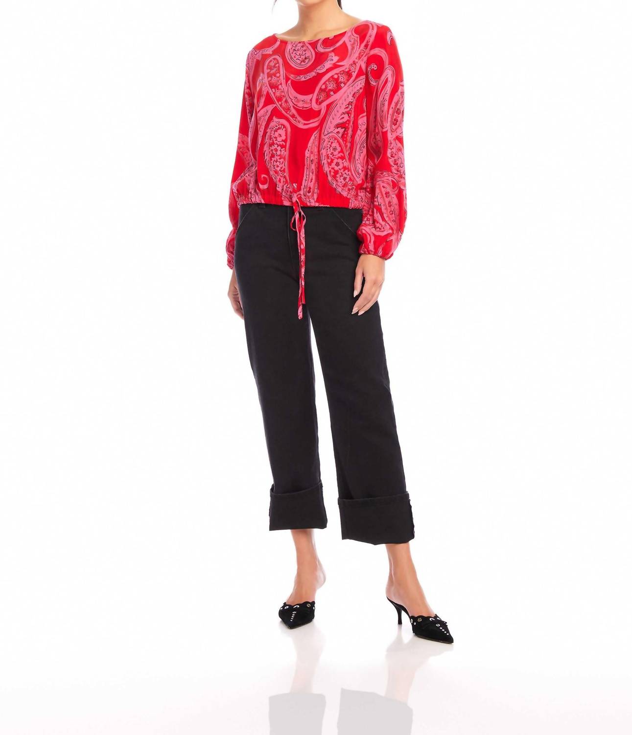 Fifteen Twenty - Claudine Tie-waist Paisley Print Top