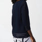 Joseph Ribkoff - Boat Neck Mesh Details Quarter Sleeves Sweater Top