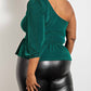 The Curve La - Plus Size One Shoulder Peplum Top With Tie