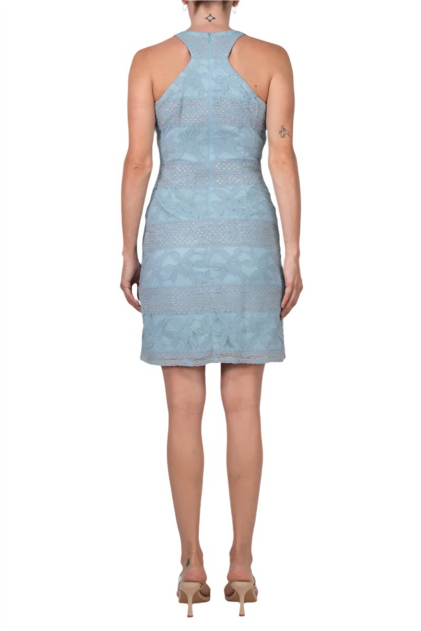 Adrianna Papell - Crewneck Racer Back Lace Dress