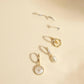 Eklexic - Mini Huggie Hoops With Mop & Cubic Zirconia Drop Earrings
