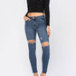 Judy Blue - Mid Rise Destroyed Knee Skinny Jeans