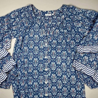 Chakeris - Women's Ellie Short Ruffle Floral Mini Cotton Tunic Dress