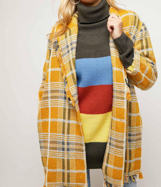 Davi & Dani - Plaid Long Sleeve Jacket - Plus