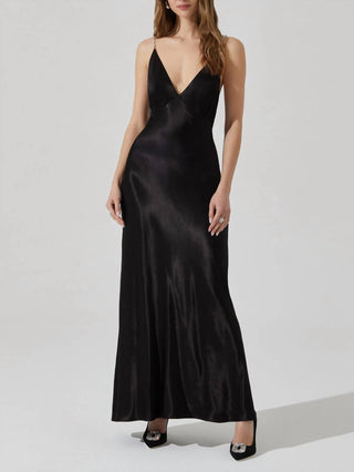 Astr - Vestido longo com alças peroladas Maxime