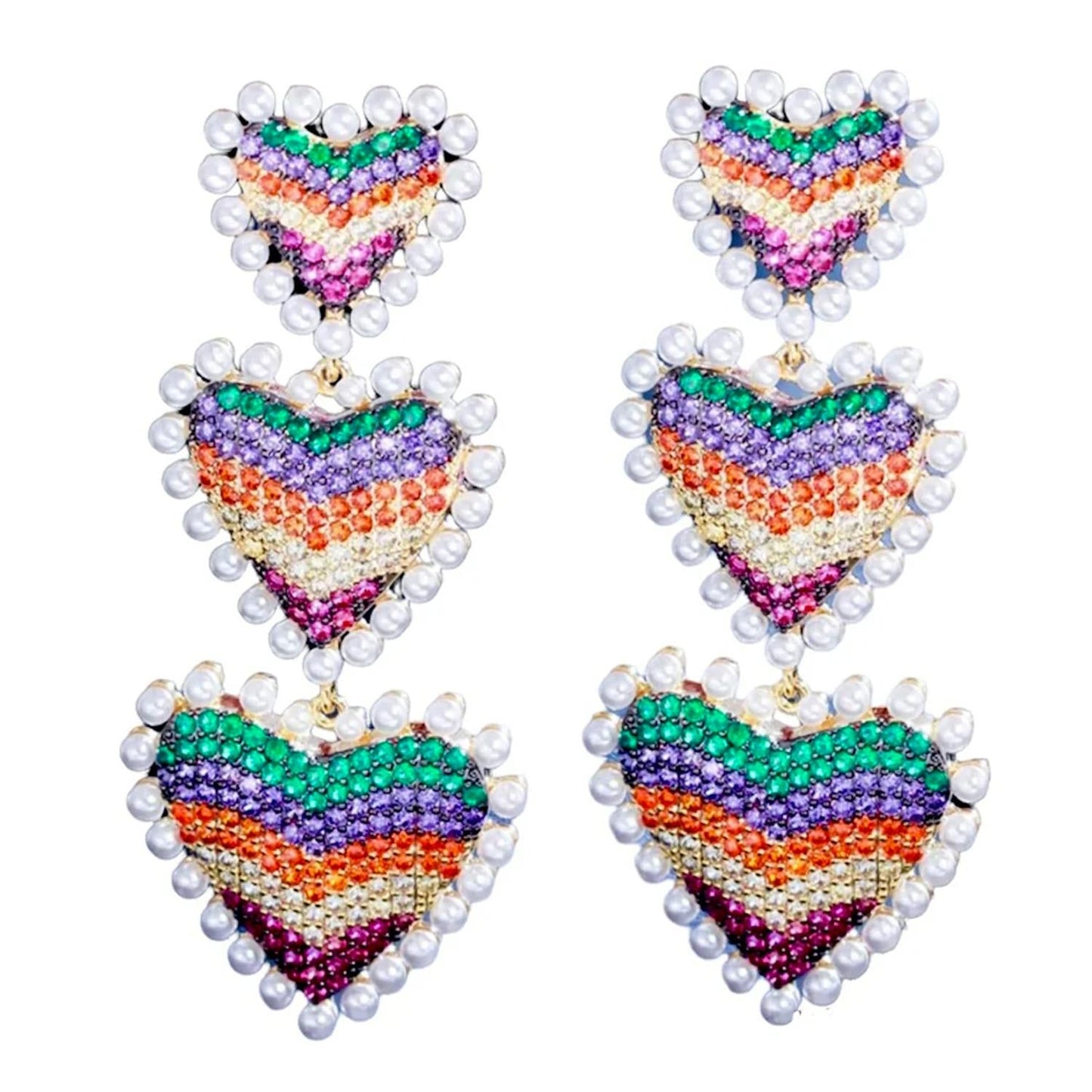Allie Beads - Women's Pave Triple Hearts