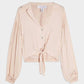 Topshop - Blush V Neck Front Tie Crop Top