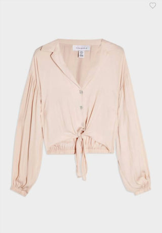 Topshop - Blush V Neck Front Tie Cropped Top