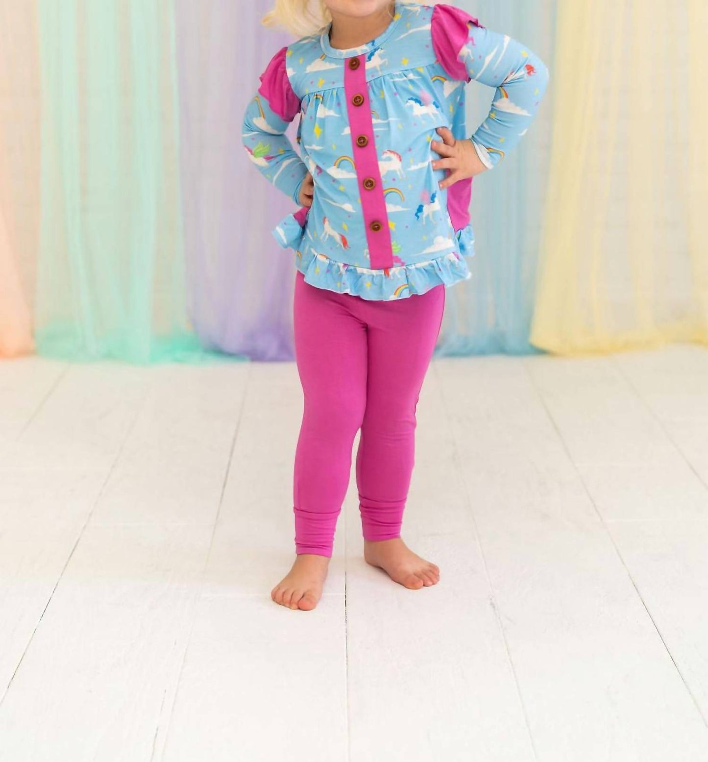 Laree + Co. - Girls Sage Bamboo Long Sleeve Peplum Legging Set