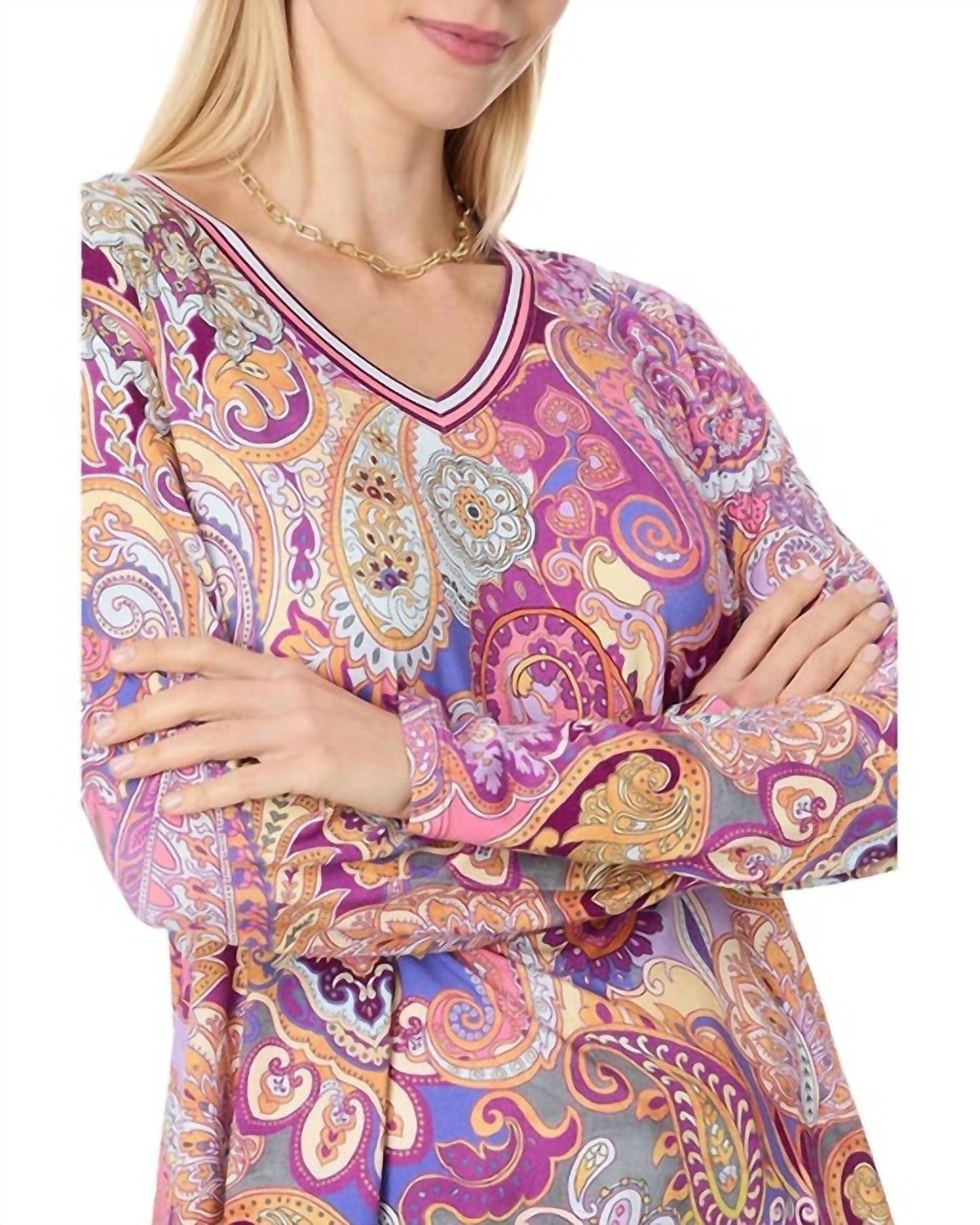 Johnny Was - THE JANIE LONG SLEEVE V-NECK SWING TEE