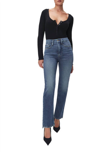 Good American - Calça Jeans Good Boy Crop Baby Step Hem