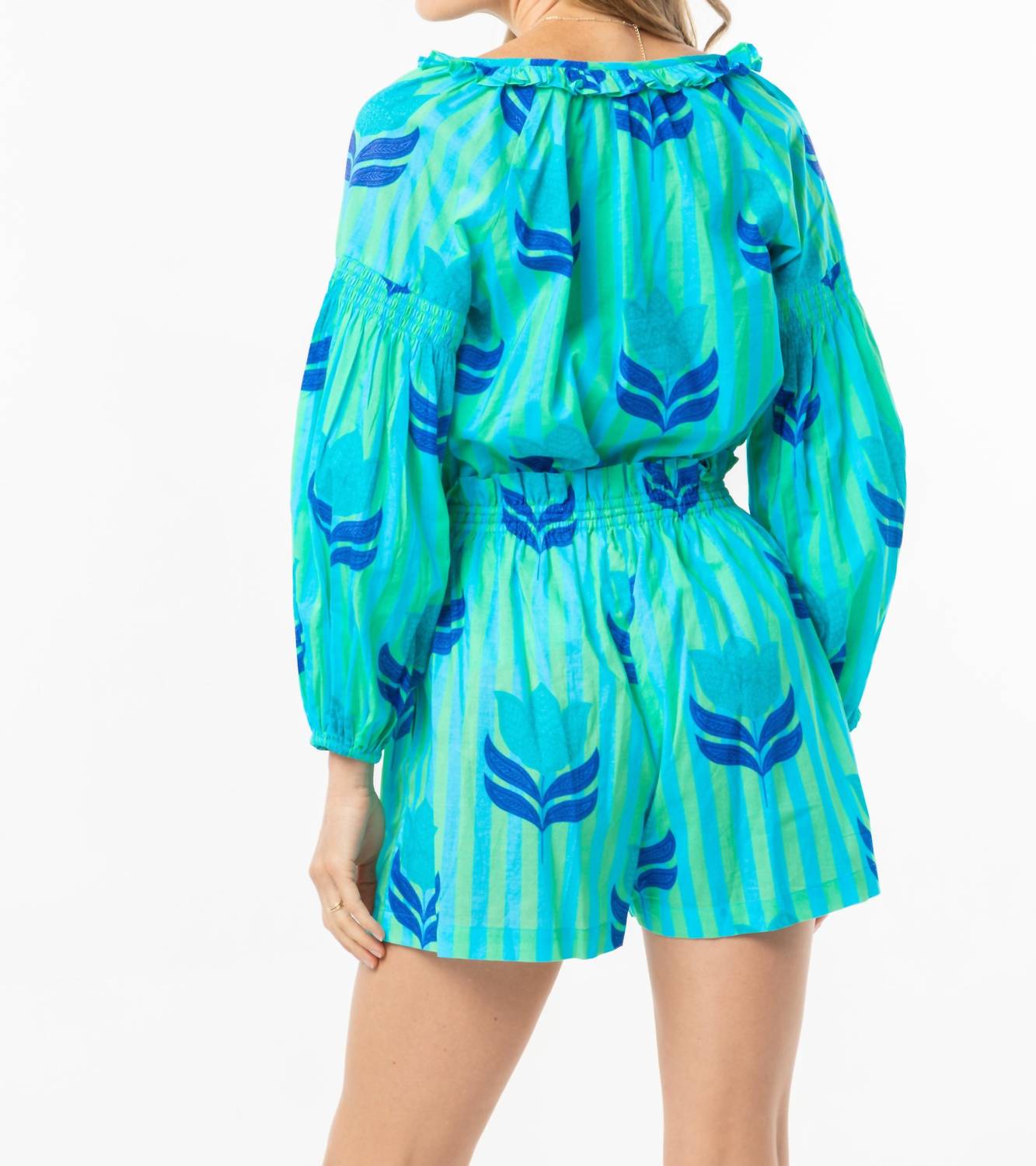 Bindu - Carlie Stripes And Tulip Print Shorts
