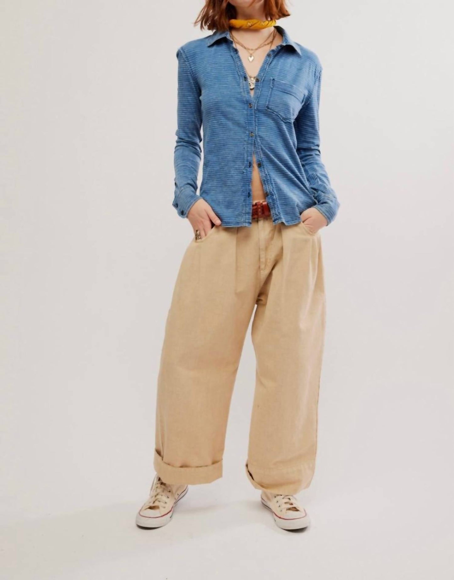 Free People - Long Sleeve Fitted Button Down Shirt