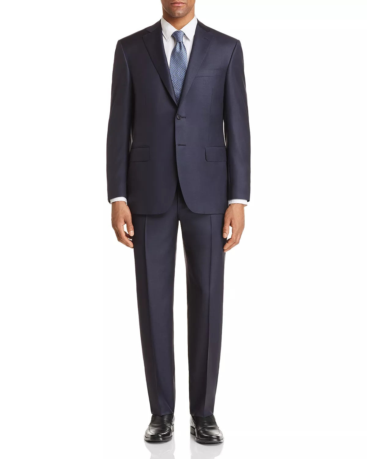 Terno Canali Siena Sharkskin Classic Fit Masculino Azul Tamanho 58-R