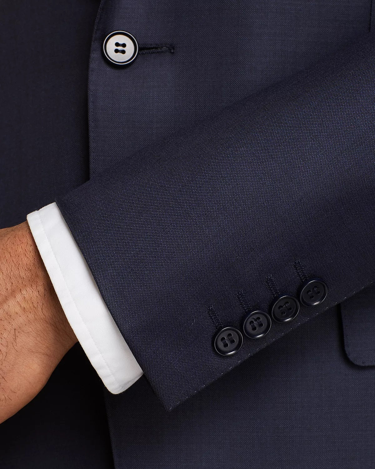 Terno Canali Siena Sharkskin Classic Fit Masculino Azul Tamanho 58-R