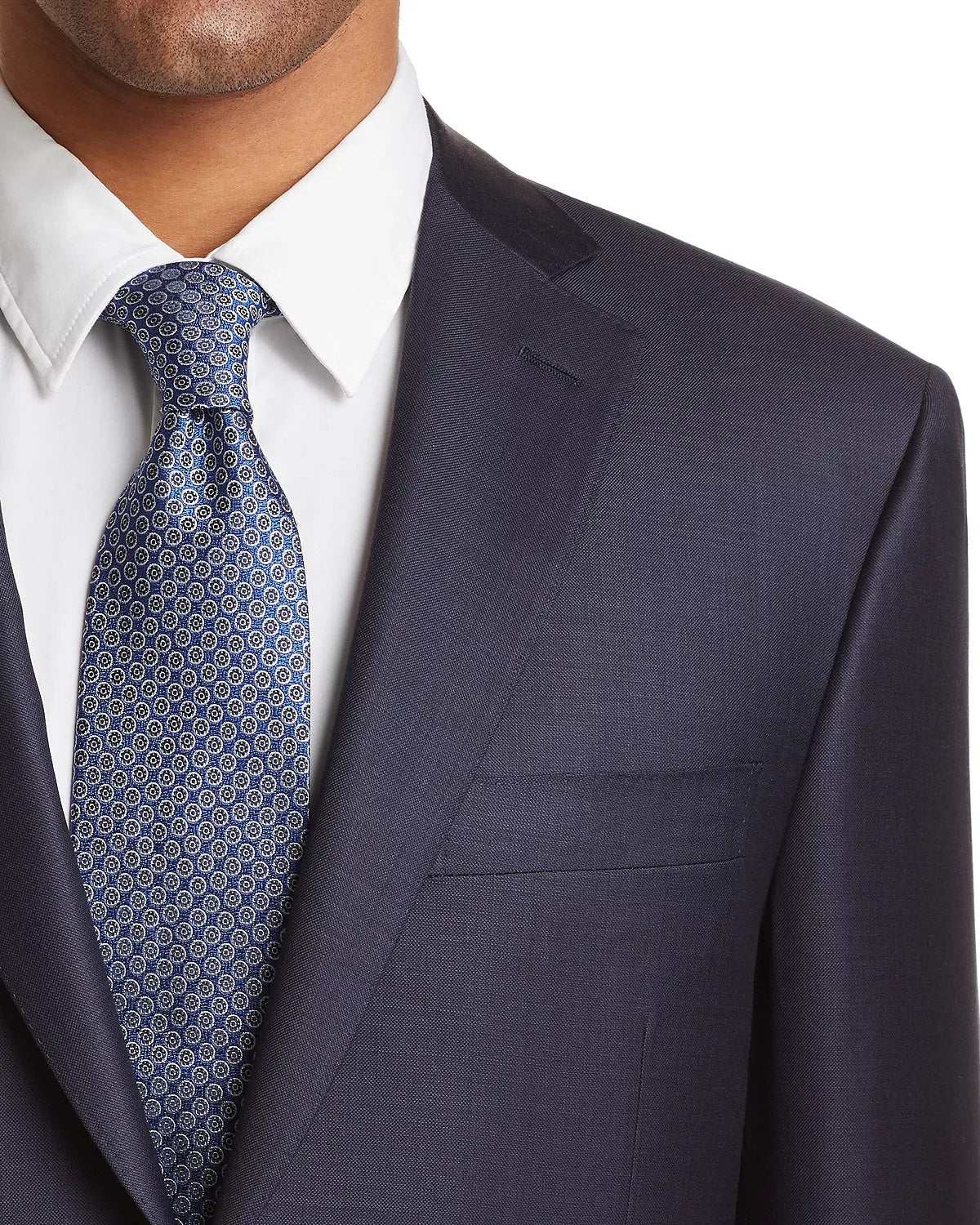 Terno Canali Siena Sharkskin Classic Fit Masculino Azul Tamanho 58-R