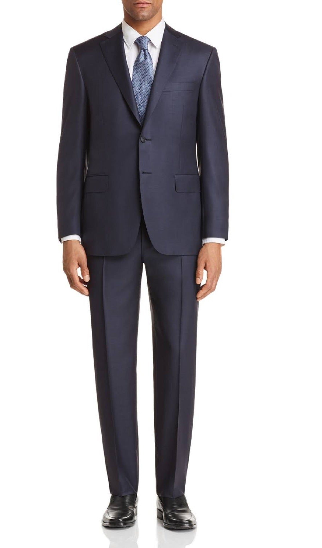 Terno masculino Canali Capri Melange Sarja Sólido Slim Fit Azul Tamanho 54