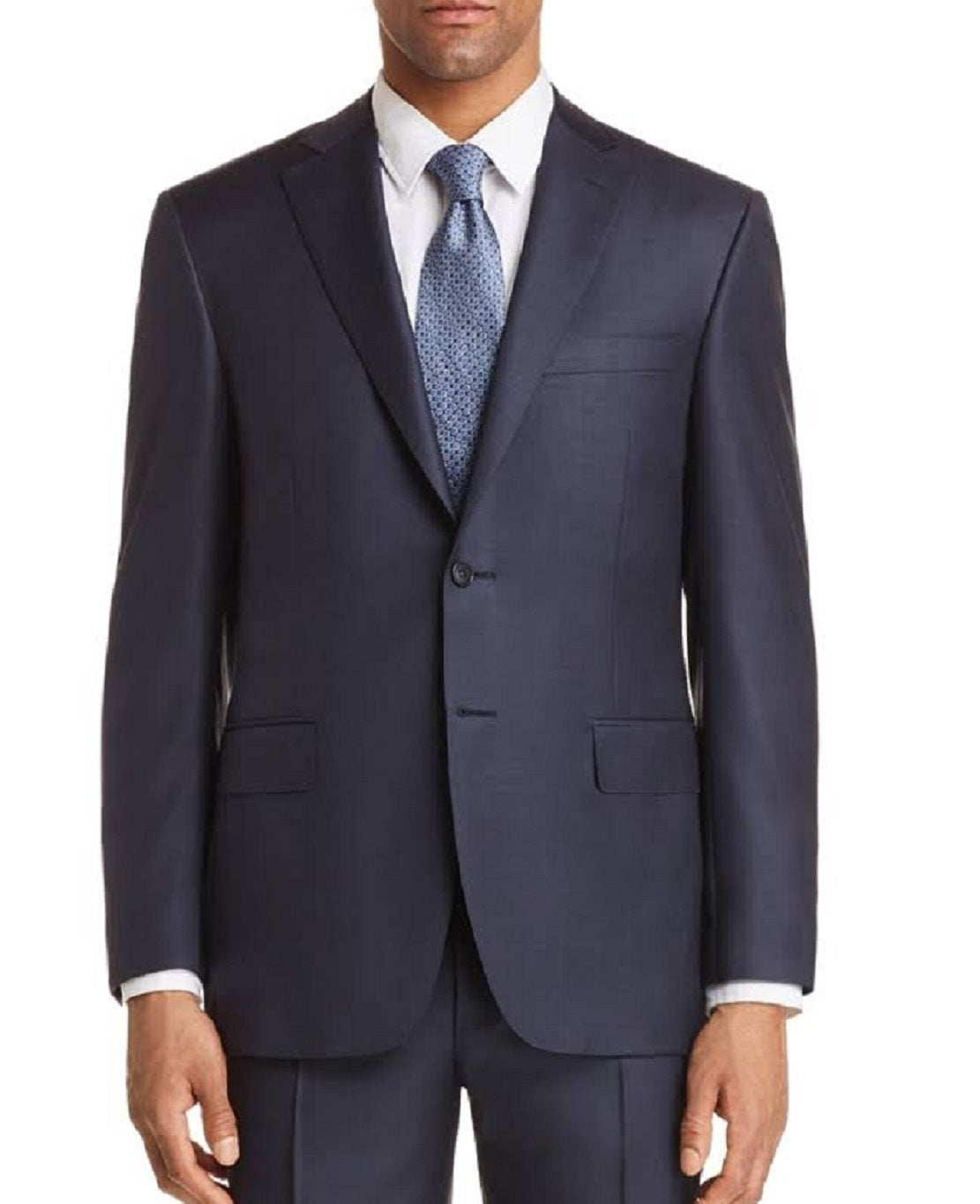 Terno masculino Canali Capri Melange Sarja Sólido Slim Fit Azul Tamanho 54