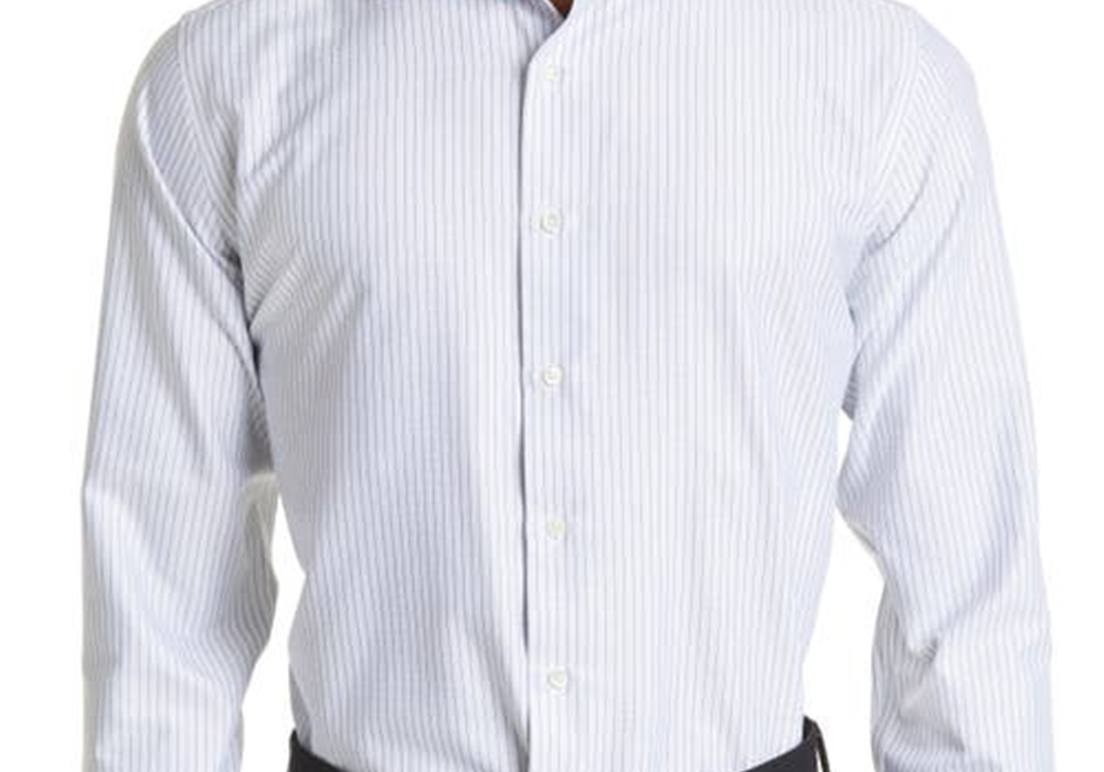Camisa social listrada impecável Canali, branca, tamanho 18,5