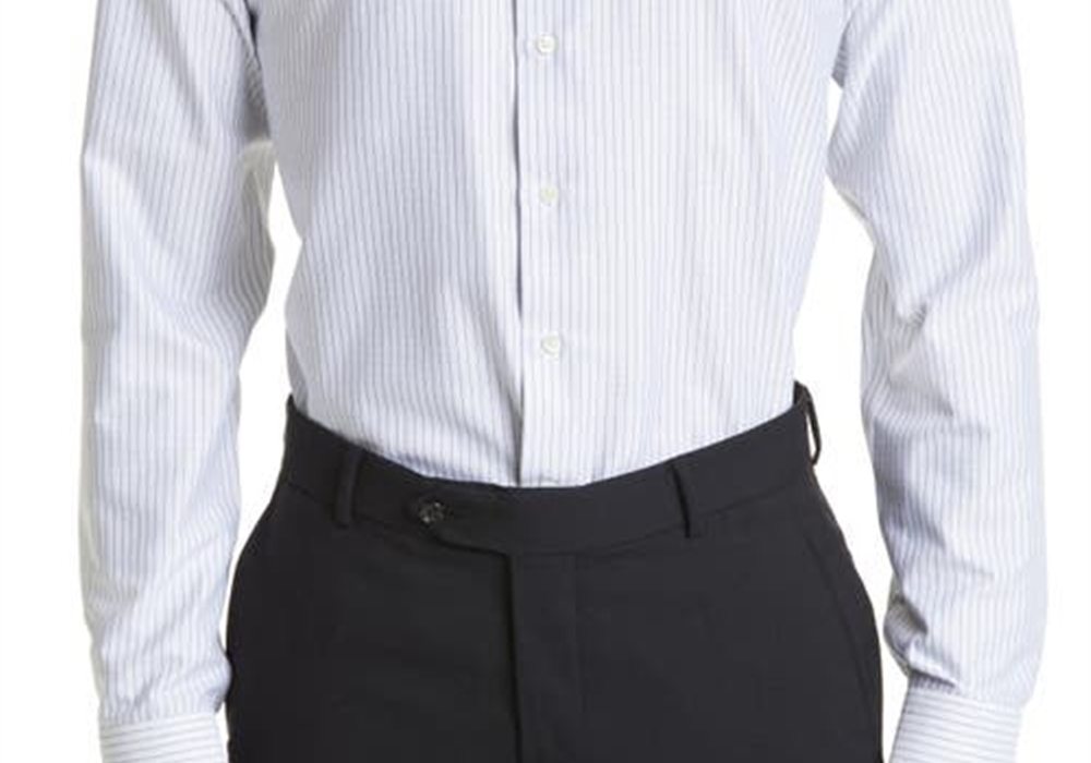 Camisa social listrada impecável Canali, branca, tamanho 18,5